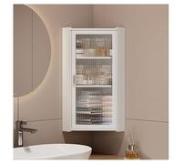 WallMounted Compact Corner Medicine Cabinet with Glass Doors OverTheToilet SpaceSaving Organizer for Bathroom Kitchen and Laundry (Transparent 25")