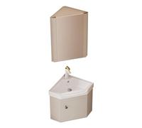 WallMounted Floating Bathroom Vanity with SinkSpaceSaving Corner Cabinet in Beige Perfe for Small Bathrooms Apartments & Guest RoomsStainless & Ceramic Basin