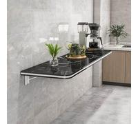 WallMounted Folding Table for Small Spaces Black Wood DesignVersatile Kitchen & Dining Room Desk Compact Home Office Computer Workstation