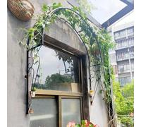 WallMounted Garden Arch for Climbing Plants Half Round Wrought Iron Rose Arches Trellis Arbour Archway for Patios Gardens & Porches 105x21x105cm Black