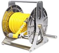 WallMounted Garden Hose Reel with Crank 98ft Stainless Steel Hose Holder Includes Nozzles Water Hose Storage Solution for Easy Gardening