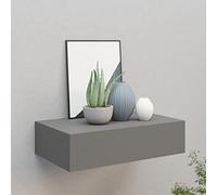 WallMounted Grey Drawer Shelf 40x23.5x10cmMDF Floating Storage CabinetVersatile Wall Display Unit for Living Room & BedroomStylish Bedside Storage Solution