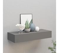 WallMounted Grey Drawer Shelf 60x23.5x10cmMDF Floating Cabinet Storage Unit for Living Room & Bedroom Stylish Wall Display Rack & Bedside Organizer