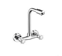 WallMounted Kitchen Faucet Commercial Swan Neck Mixer Double Handle Brass Chrome Tap HeavyDuty for Restaurants & Home Kitchens & Stylish Design.