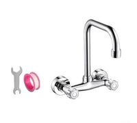 WallMounted Kitchen Faucet Commercial Swan Neck Mixer Tap Double Handle Brass Chrome Sink Faucet HeavyDuty Design for Restaurants & Home Kitchens.