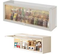WallMounted Kitchen Storage Cabinet Large Capacity Utensil Organizer No Drill FlipDown Translucent Door Stylish White SpaceSaving Solution for Modern Kitchens