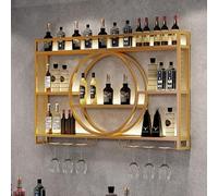WallMounted LED Lighted Metal Wine Rack with Glass HolderStylish Iron Wine Shelf for Kitchen & Bar Perfect for Liquor Bottles and Wine Storage