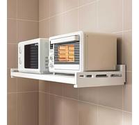 WallMounted Microwave Oven Shelf Compact Electric Oven Rack Carbon Steel with Sliding Hooks (White 60cm) SpaceSaving Kitchen Orga