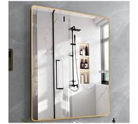WallMounted Mirror with Aluminum Frame Decorative Bathroom Mirror 70x90 120x80 60x80 100x80 Round Corner Design (Gold 30x40cm) Perfect for Home Decor