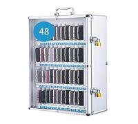 WallMounted Phone Storage Cabinet 48 Clear Aluminum Compartments Secure Lock Box for Classrooms Factories & Military Ideal Device Organization Solution