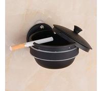 WallMounted Stainless Steel Ashtray with LidWindproof & Portable Bathroom Ash BoxCreative Black Design for Indoor/Outdoor Use