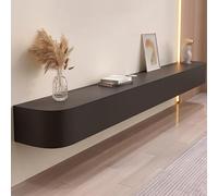 WallMounted TV Cabinet Floating Storage Shelf MultiFunctional Solid Wood TV Stand with Doors 160cm Black Media Unit for Living Room Modern Home Decor