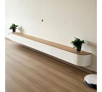 WallMounted TV Cabinet Floating Storage with Door MultiFunctional Solid Wood Media Unit 160cm TV Stand Natural Finish Stylish Wall Shelf for Living Room