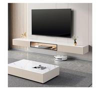 WallMounted TV StandFloating Entertainment Center with 2 Drawers & 1 Shelf Slate Top Smart LED Console for TVs up to 180cm Modern White TV Cabinet.
