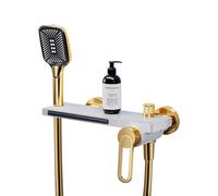 WallMounted Waterfall Bath Mixer with Shower Attachment Modern White Tub Filler for Stylish BathroomsPremium Quality Bathroom Faucet