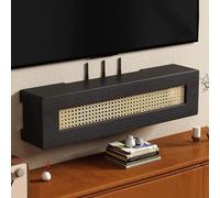 WallMounted WiFi Router Hidden Storage Cabinet Cable Management Organizer & Modem Power Strip Hider for Home/Office (Black 39.4"x7.9"x7.9")