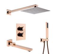 WallMounteShower System with Tub Spout Waterfall Faucet Set HandhelShower & 812" Rainfall Head PreEmbedded Valve Modern Bathroom Fixture