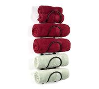 Wallniture Moduwine Wall Mount Rustic Home Décor Towel Rack Wrought Iron Metal Bathroom Organizer Curved Finish Black Set of 5