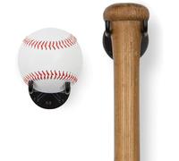 Wallniture Sporta Baseball Holder, Baseball Bat Wall Mount Display Stand for Man Cave Decor, Sports Memorabilia Ball Storage Rack Set of 2 Black