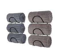 Wallniture Wrought Iron Metal Towel Rack - Solid Quality Wall Mountable for Bathroom Storage - Large Enough to Fit Rolled Bath Beach Towels Black Set of 2