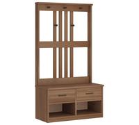 (wallnut) vidaXL Hall Tree SANDENS 87x40x159.5cm Solid Wood Pine hallway bench