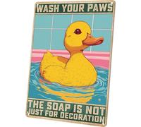 Wallors Funny Bathroom Decor Wash Your Hands Sign Hippie Restroom Wall Art Duck Poster - Wash Your Paws, The Soap Is Not Just for Decoration Sign 8X12 Inches