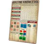 Wallors Quilting Knowledge Tin Sign Vintage Sewing Room Art Wall Decor Metal Signs How to Bind A Quilt Poster Gifts for Grandma Mom Women 8X12 Inches