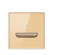 Wallpad Light Switch Press Button Wall Switch 1/2/3/4 Gang Tempered Glass Plate Blue LED Night Light Easy Clean Long Life(1 Gang Gold,1 Way)