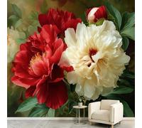 Wallpaper 150 x 105 cm - Realistic Floral Home Decor & Mural, Two Tone Peony Branches Photo Wallpaper - Wall Murals for Bedroom Living Room Bathroom Sofa Backdrop, Not Self-Adhesive Wall Covering