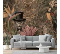 Wallpaper 200 x 140 cm Mural Fantasy Jungle Animals Gorgeous Wall Decals Baby Nursery Girls Bedroom Living Room Wall Decor Easy to Install Brown Green