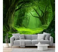 Wallpaper 200 x 140 cm Mural Green Forest Secret Place Forest Wall Decals Baby Nursery Girls Bedroom Living Room Wall Decor Easy to Install Green Cool Color