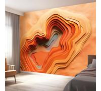 Wallpaper 200 x 140 cm Mural Paper Art Geometry Three-Dimensional Wall Decals Baby Nursery Girls Bedroom Living Room Wall Decor Easy to Install Orange Brown Warm Color
