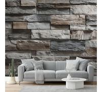 Wallpaper 200 x 140 cm Non-Woven Premium Art Print Stone Wall Texture Industrial Vintage 3D Wall Mural Decoration Poster Picture Patterned for Livingroom Bedroom Gray Brown