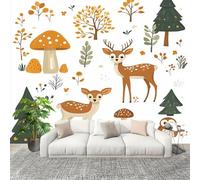 Wallpaper 200x140 cm Simple Jungle Sika Deer Non-Woven Art Wall Mural White Wall Mural Wallpaper Decoration Poster Picture Design Modern for Living Room Kids Bedroom