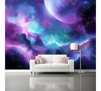 Wallpaper 250 x 175 cm Mural Dream Cosmic Nebula Planet Wall Decals Baby Nursery Girls Bedroom Living Room Wall Decor Easy to Install Purple Blue