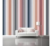 Wallpaper 350 x 256 cm Mural Simple Colorful Stripes Fashionable Wall Decals Baby Nursery Girls Bedroom Living Room Wall Decor Easy to Install Colorful No Specific Main Color