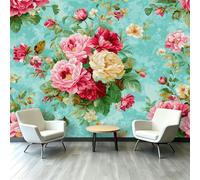 Wallpaper 350 x 256 cm - Romantic Floral Home Decor & Mural, Rose Foliage Photo Wallpaper - Wall Murals for Kids Bedroom Living Room Bathroom Sofa Backdrop, Not Self-Adhesive Large Wall Covering