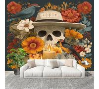Wallpaper 350x256 cm Creative Day of The Dead Halloween Non-Woven Art Wall Mural Abstract Wall Mural Wallpaper Decoration Poster Picture Design Modern for Living Room Kids Bedroom