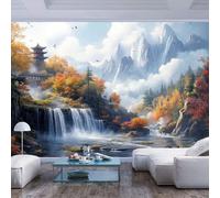 Wallpaper 3D Custom Mural Scenic autumn themed mountain water landscape Scenic autumn themed mountain water landscapeSelf Adhesive Removable Photo Wall Art Living Room Bedroom Office Home Decoration