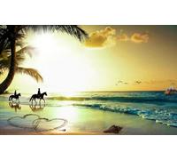 Wallpaper 3D Mural Beach People Horses Photo Mural Home Decor for Living Room and Bedroom -songqians-13220-400cmx280cm