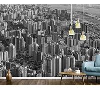 Wallpaper 3D Mural Black and White Retro Urban High-Rise Buildings Murals Wallpaper for Bedroom and Living Room Wall Decoration -ZX14647-300x210cm