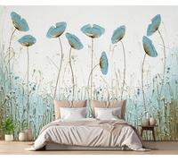 Wallpaper 3D Mural Blue Flowers Retro Photo Mural Home Decor for Living Room and Bedroom -songqians-27459-430cmx300cm