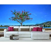 Wallpaper 3D Mural Blue Sky Sea Peach Tree Village Photo Mural Home Decor for Living Room and Bedroom -songqians-23929-400cmx260cm