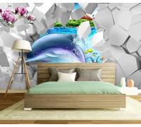 Wallpaper 3D Mural Fashion Underwater World Dolphin Murals Wallpaper for Bedroom and Living Room Wall Decoration -ZX00027-430x300cm