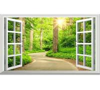 Wallpaper 3D Mural Forest Window Photo Mural Home Decor for Living Room and Bedroom -songqians-10951-400cmx260cm