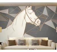 Wallpaper 3D Mural Geometric Horse Golden Relief Murals Wallpaper for Bedroom and Living Room Wall Decoration -ZX11579-310x250cm