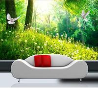 Wallpaper 3D Mural Grassland Forest Bird Flower Photo Mural Home Decor for Living Room and Bedroom -songqians-25821-430cmx300cm