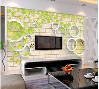 Wallpaper 3D Mural Green Vine Brick Wall Photo Mural Home Decor for Living Room and Bedroom -songqians-12829-330cmx245cm
