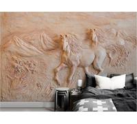 Wallpaper 3D Mural Horse Relief Sculpture Photo Mural Home Decor for Living Room and Bedroom -songqians-10239-380cmx255cm
