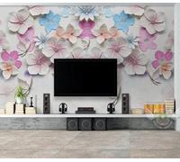 Wallpaper 3D Mural Peach Blossom Relief Photo Mural Home Decor for Living Room and Bedroom -songqians-25132-330cmx245cm
